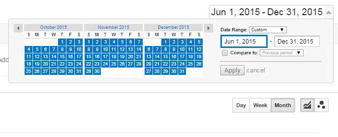 Google Analytics date range selection