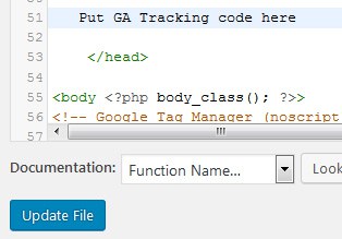 Paste GA tracking code